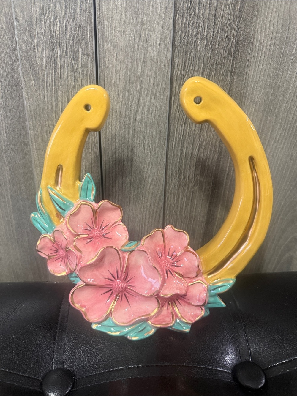 Blue Sky Clayworks Pink Poppy Floral Western Horseshoe By Heather Goldminc